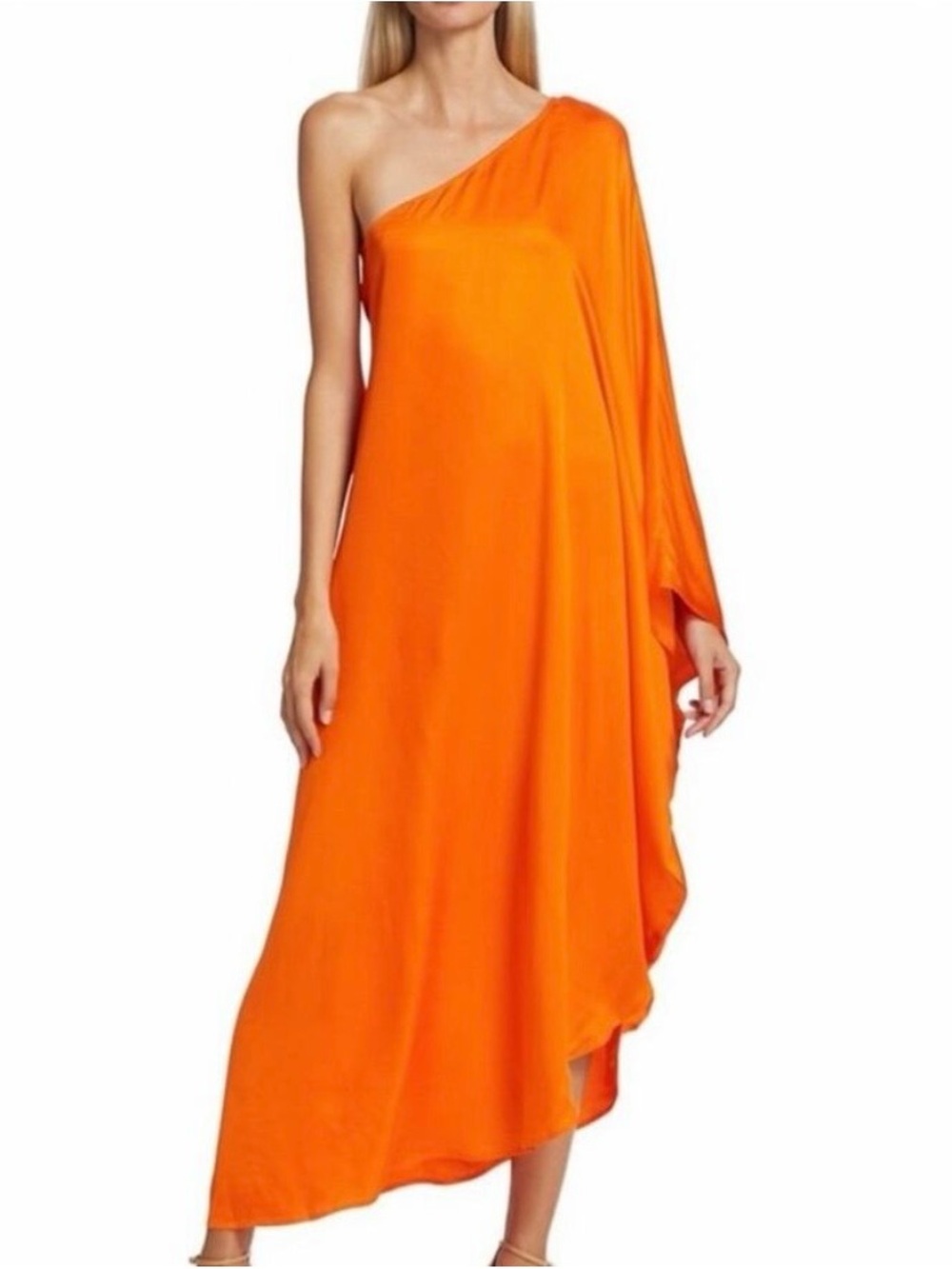 L'AGENCE One-Shoulder Orange Maxi Dress